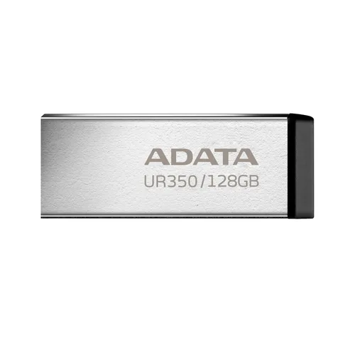 Memoria USB de 128GB UR350 3.2 Gen 1 (retrocompatible 3.0 y 2.0) - diseño elegante sin tapa. Color Metálico, negro. UR350-128G-RSR/BK ADATA 128 GB