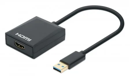 153690 Convertidor USB 3.2 Gen 1 Tipo-A Macho a HDMI Hembra - 1080p 60Hz, Negro MANHATTAN