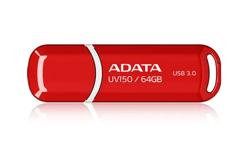 Memoria USB ADATA UV150 - Rojo, 64 GB, USB 3.2 (retrocompatible con 3.0 y 2.0), 100 MB/s AUV150-64G-RRD