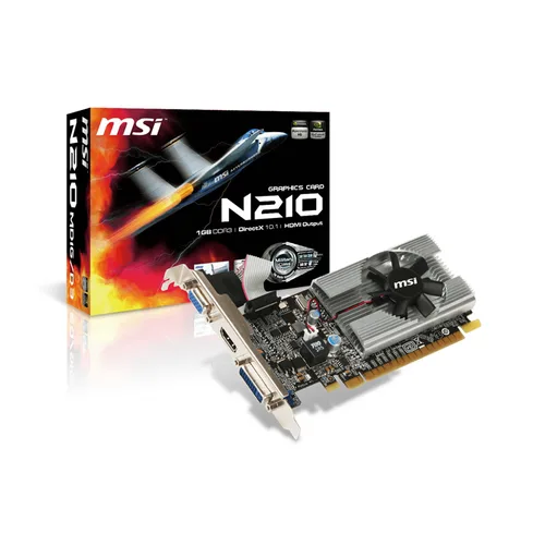 TARJETA DE VIDEO MSI NVIDIA N210/PCIE X16 2.0/1GB DDR3/HDMI/VGA/DVI/1X VENTILADOR/BAJO PERFIL/GAMA BASICA