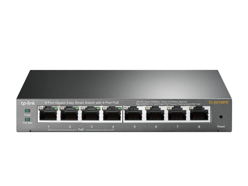 Switch TP-LINK TL-SG108PE - Negro, 15, 4 W, 8