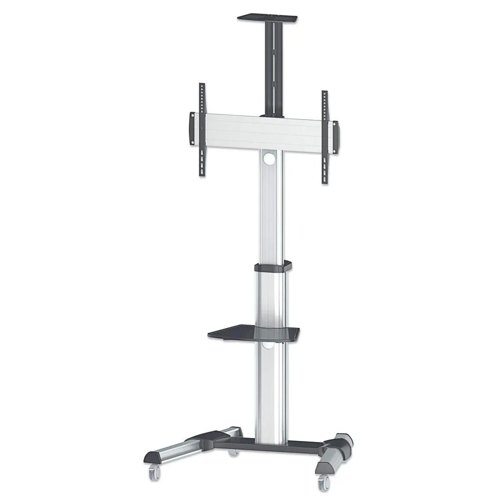 461245 Soporte de aluminio tipo carrito para TV de 37 pulgadas a 86 pulgadas inclinación de -12 a 5° - rotación de TV de 90°;repisas removibles