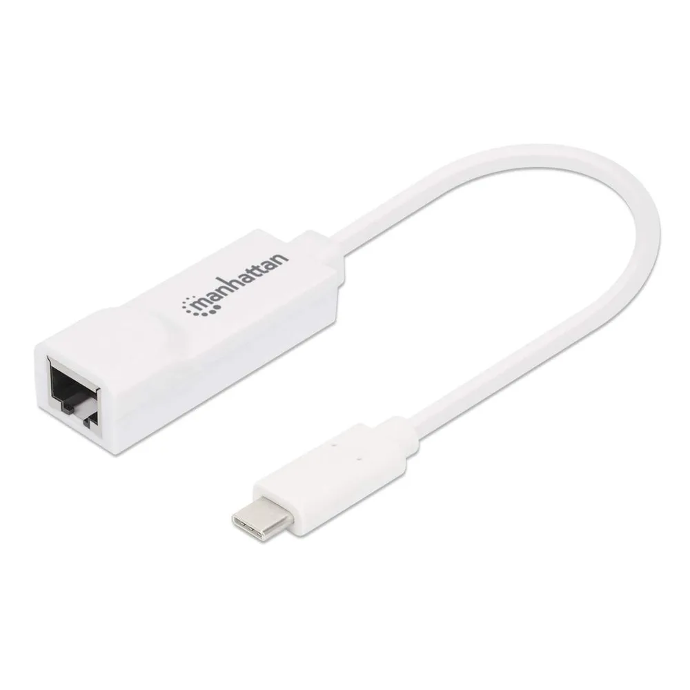 507585 Adaptador de USB Tipo C a Red Gigabit - compatible con MacBook y Chromebook Pixel MANHATTAN Blanco