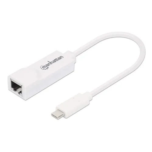 507585 Adaptador de USB Tipo C a Red Gigabit - compatible con MacBook y Chromebook Pixel MANHATTAN Blanco