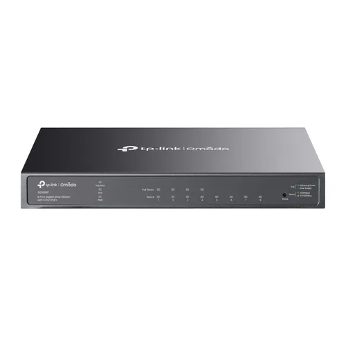 Switch TP-LINK SG2008P - administrable OMADA POE de 4 puertos 10/100/1000 Mbps 802.3at / af POE+, 4 puertos 10/100/1000 Negro