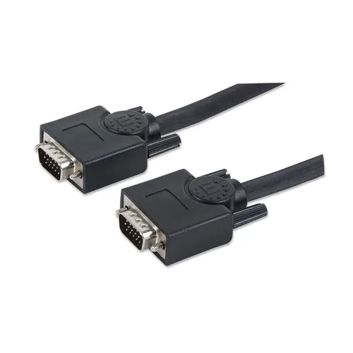 372978 Cable SVGA Macho-Macho de 7.5m; Completamente blindado para reducir la interferencia EMI para transmisiones de vídeo mejoradas MANHATTAN Negro