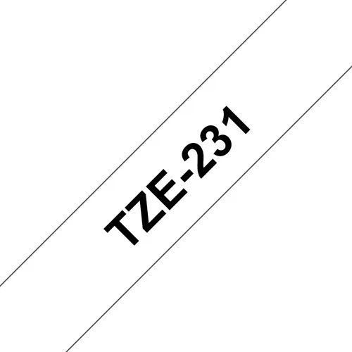 Etiqueta blanca continua laminada Brother TZE231 - de 12 mm de ancho x 8 mts de largo. Impresión en negro Transferencia térmica