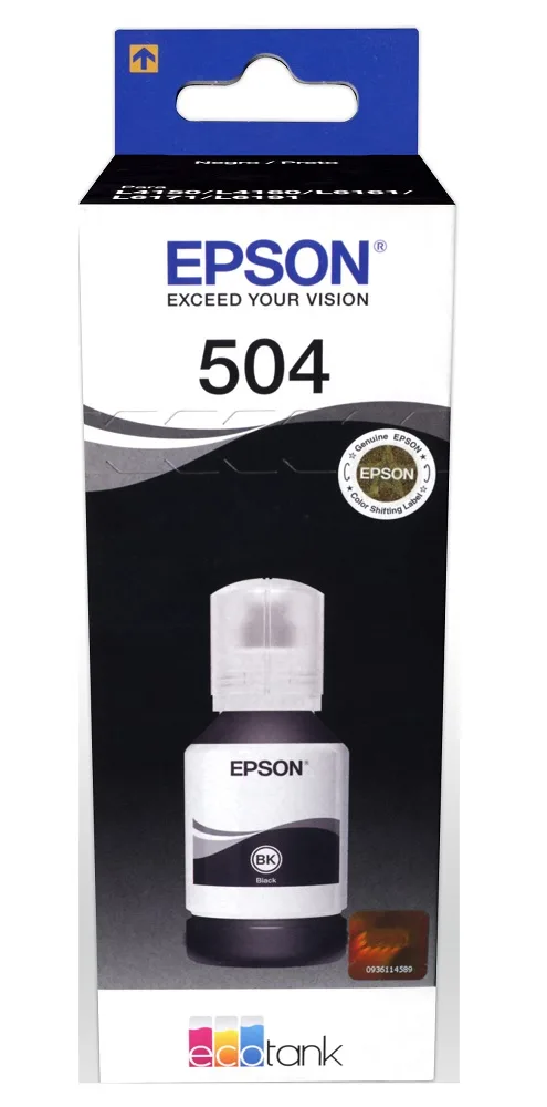 Consumible Cartucho EPSON Modelo T504 Negro, Para L4150, L4160, L6161, L6171, L6191