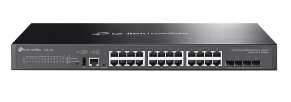 Switch administrable L3(SG5428X) 24 puertos Gigabit RJ45 y 4 ranuras SFP+ de 10 Gbps - 1 puerto de consola RJ45, 1 puerto de consola USB tipo C, 1