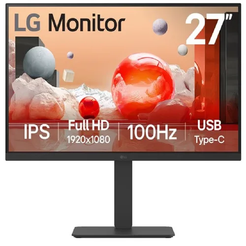 Monitor Full HD IPS de 27 Pulgadas con USB Tipo-C - altavoces, 100 Hz, soporte ajustable y multipuertos 27BA650-B 1920 x 1080 Pixeles 27BA650-B.AWM