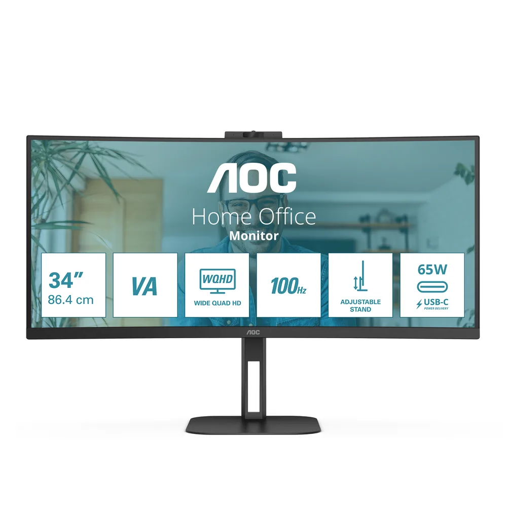 Monitor AOC CURVO Modelo CU34V5CW/BK Brillo 300CD/M2 (MPRT) Tiempo de respuesta 4ms 100 Hz