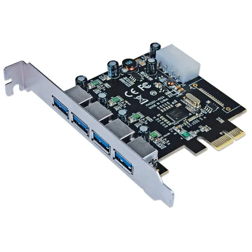 152891 Tarjeta PCI express USB 3.0 de 4 puertos - soporte de perfil estándar, añade cuatro puertos alineados SuperSpeed USB externos MANHATTAN 5