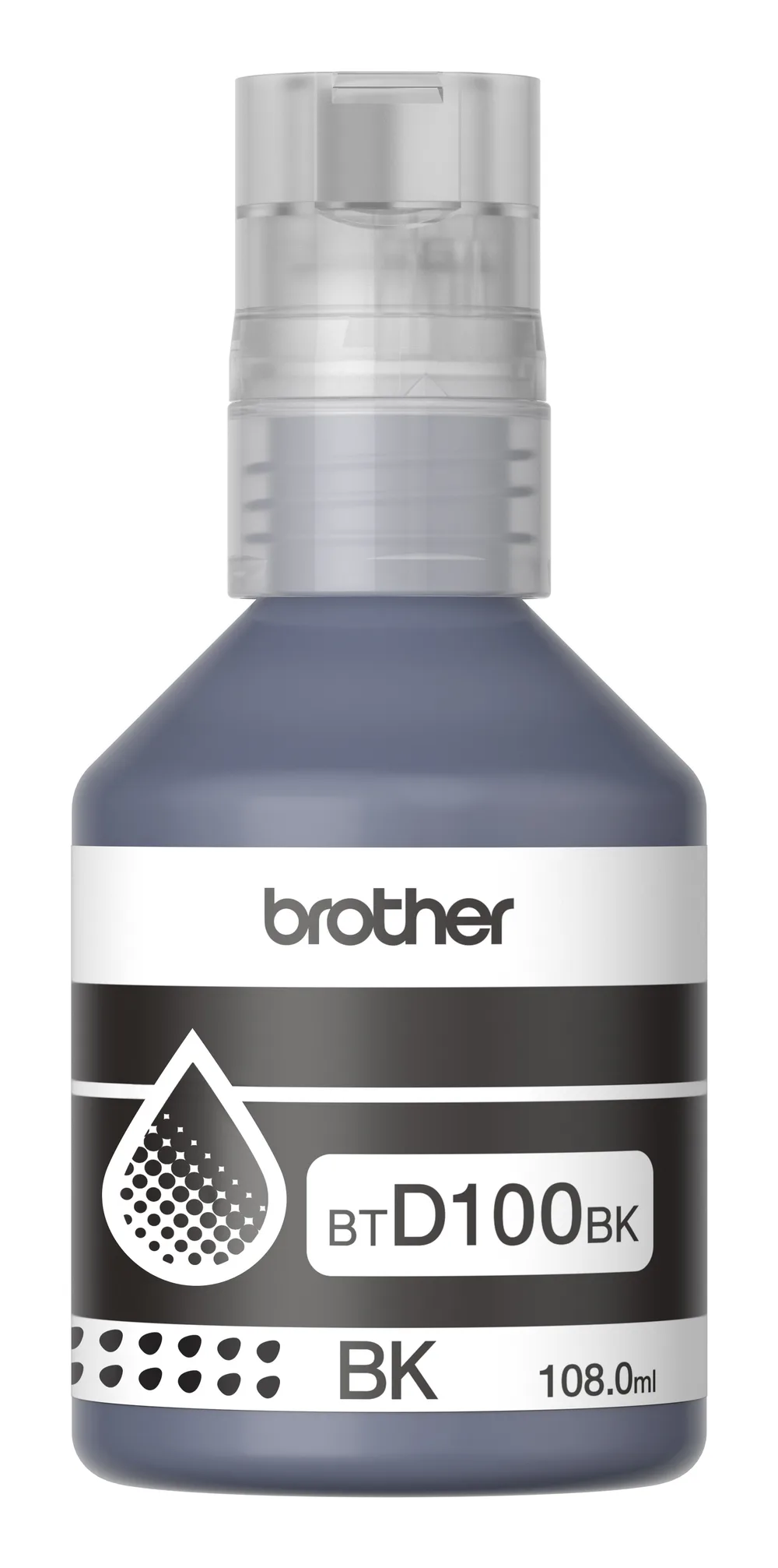 Botella de tinta Brother BTD100BK negro - rendimiento aproximado 7, 500 páginas, compatible con DCPT230, DCPT530DW, DCPT730DW, MFCT930DW