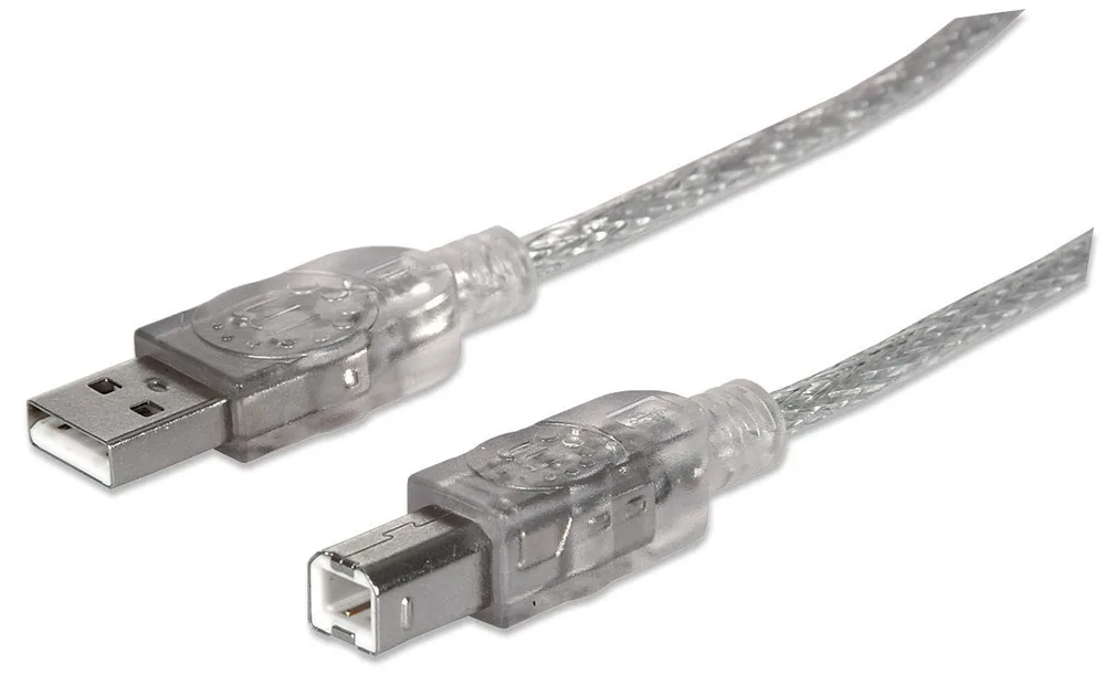 Cables Cable De Datos MANHATTAN ,340458, V2.0 A-B 3.0M, Plata