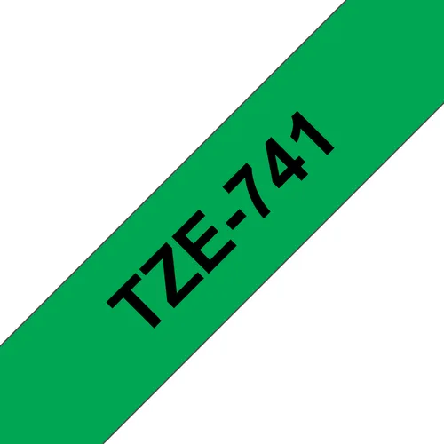 Etiqueta verde continua laminada Brother TZE741 - de 18 mm de ancho x 8 mts de largo. Impresión en negro Transferencia térmica