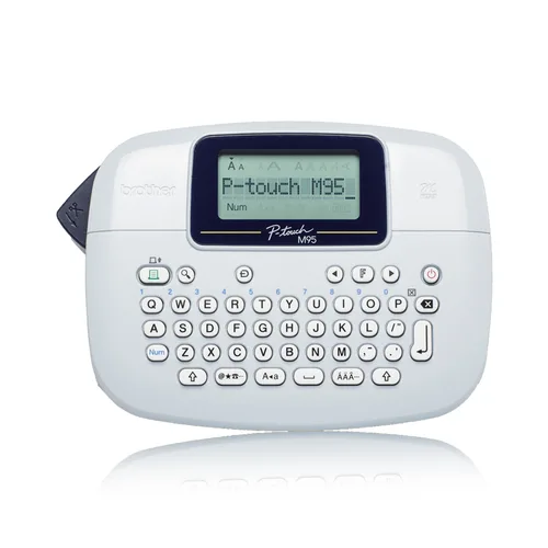 Rotulador Brother P-touch PTM95 - térmica directa, teclado qwerty, imprime etiquetas no laminadas de hasta 12 mm de ancho 7,5 mm/s