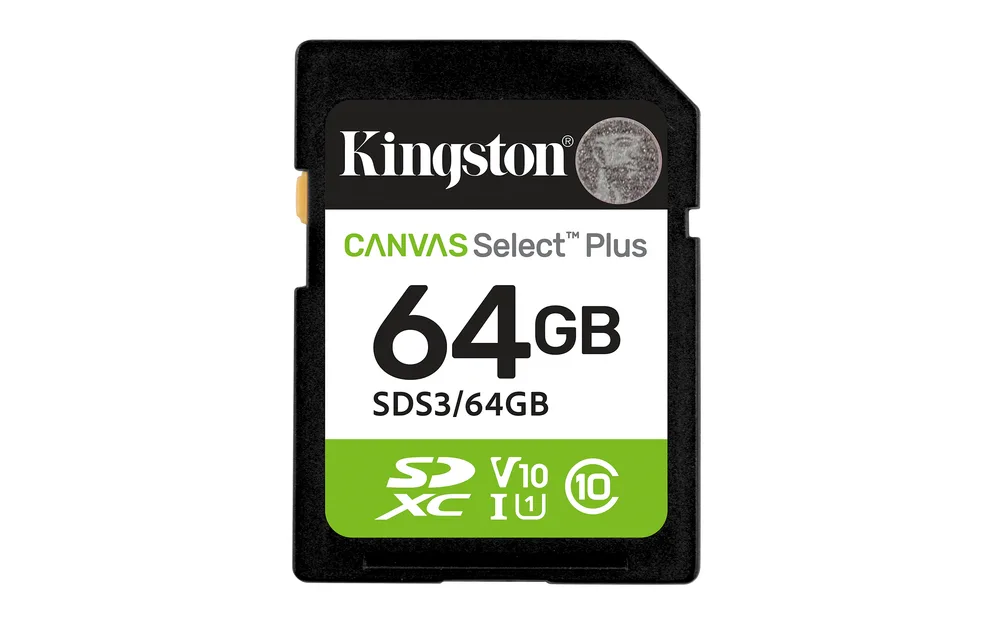 KINGSTON SDS3/64GB SDXC Canvas Select 64GB 100MB Memoria Flash Card — S C10 Uhs-I U1 V10