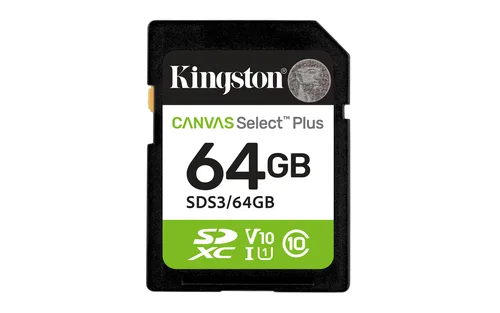 KINGSTON SDS3/64GB SDXC Canvas Select 64GB 100MB Memoria Flash Card — S C10 Uhs-I U1 V10