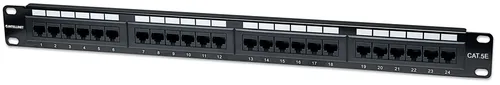 513555 Panel de Parcheo Cat5e 24 ptos 1U; Compatible con herramientas de ponchado - soporta cable trenzado sólido y multifilar de calibres 22 y 26
