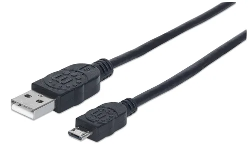 Cables Cable De Datos MANHATTAN ,325677, V2 A-Micro B, Bolsa Pvc 0.5M Negro