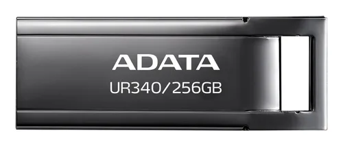 Memoria USB de 256GB UR340 3.2 Gen 1 (retrocompatible 3.0 y 2.0) - diseño elegante sin tapa. Color Metálico negro. AROY-UR340-256GBK ADATA 256 GB