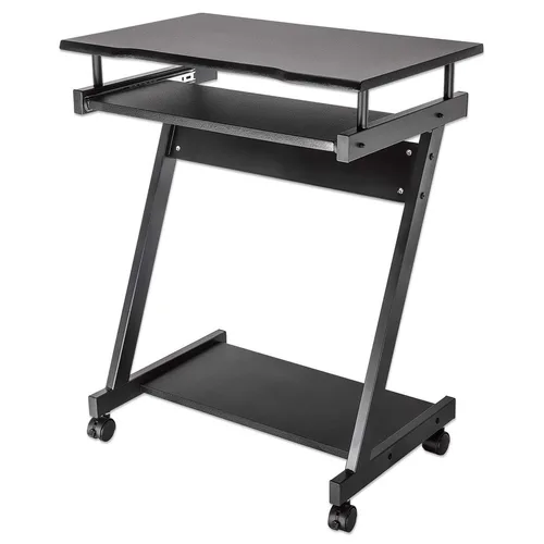 Soportes Y Bases P/Tv/ Proyectores/DVD/Consolas/Bocinas/Pantallas/Monotores Soporte Y Base Para Redes MANHATTAN ,207690, Compacto Negro Con Ruedas Y Bandeja Para Teclado, Repisa Inferior Para CPU