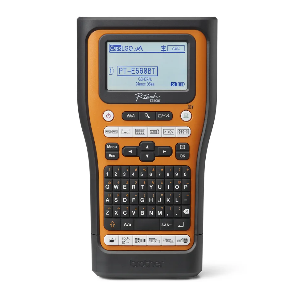 Rotulador industrial Brother P-touch PTE560BTVP - transferencia térmica, batería recargable, maletín, imprime etiquetas laminadas de hasta 24 mm de