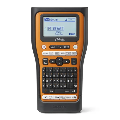 Rotulador industrial Brother P-touch PTE560BTVP - transferencia térmica, batería recargable, maletín, imprime etiquetas laminadas de hasta 24 mm de