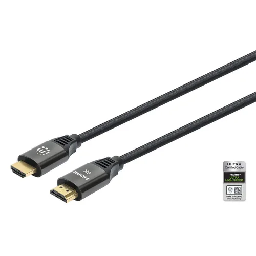 Cables Cable De Video MANHATTAN ,355957, 2.1 Textil M-M 3.0M, 8K@60HZ,