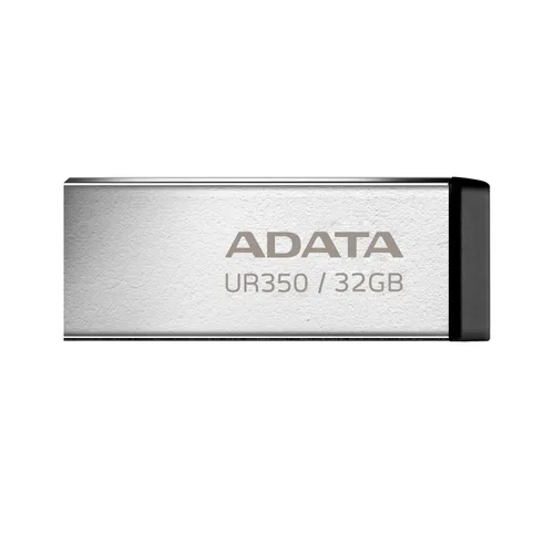Memoria USB de 32GB UR350 3.2 Gen 1 (retrocompatible 3.0 y 2.0) - diseño elegante sin tapa. Color Metálico, negro. UR350-32G-RSR/BK ADATA 32 GB