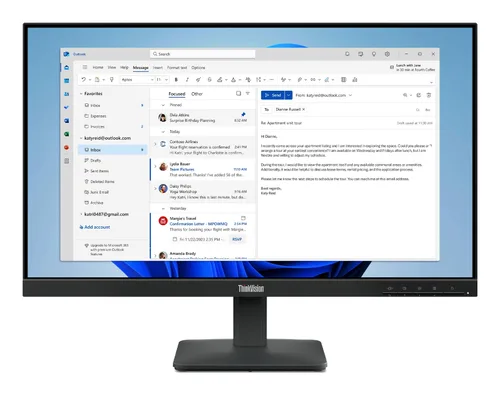 Monitor Lenovo ThinkVision S24-4e - 23.8 pulgadas FHD. Resolución 1920x1080, Tiempo de respuesta de 4 ms, Color Raven Black, Garantía de 3 años 1920