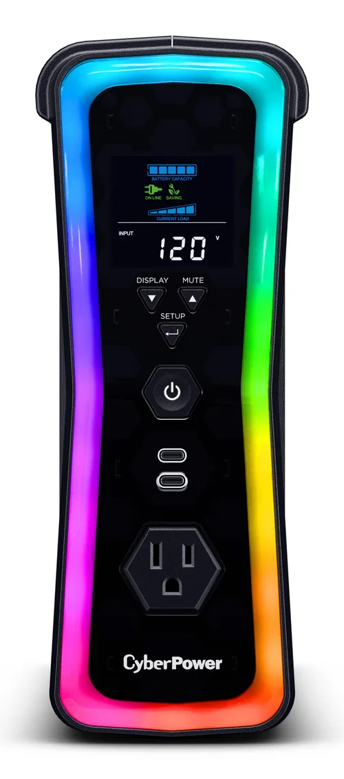 Energia No Break CYBERPOWER GX150C2 1500VA 1000W 120V Pfc Activo RGB Panel LCD USB-CX2