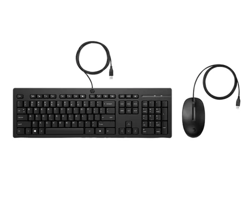 Kit de Teclado y Mouse HP 225 Alambrico (AX2Y7AA#ABM). Conectividad Plug and Play - Tipo de conexión USB tipo A con cable, Color Negro 1200 DPI