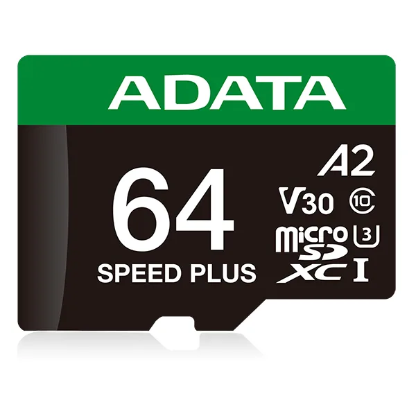 Micro Secure Digital ADATA SPEED PLUS microSDXC/SDHC UHS-I U3 V30 64GB Clase 10 (A2) - lectura /escritura hasta 180/160(MB/s). UD64GUI3V30A2SP-RA1 64