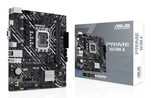 Tarjeta madre ASUS PRIME H610M-K - DDR5, 96 GB, Intel Socket LGA1700, Micro-ATX, D-Sub y HDMI