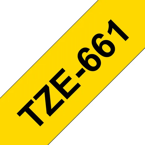 Etiqueta amarilla continua laminada Brother TZE661 - de 36 mm de ancho x 8 mts de largo. Impresión en negro Transferencia térmica