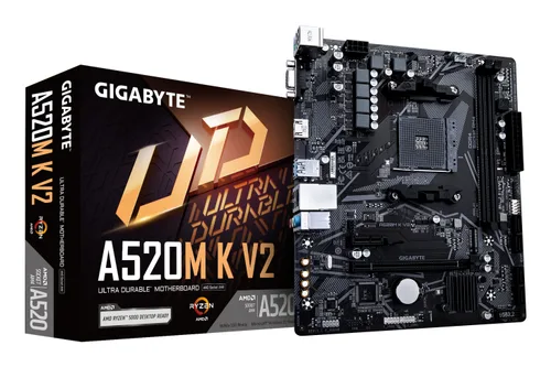 GIGABYTE A520M K V2 A520 AMD S-AM4 3A Gen Tarjeta Madre — 2XDDR4 3200 · HDMI