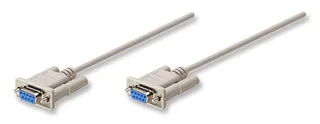 301404 Cable DB9 hembra a DB9 hembra - 1.8m, Cable Null Modem MANHATTAN Gris