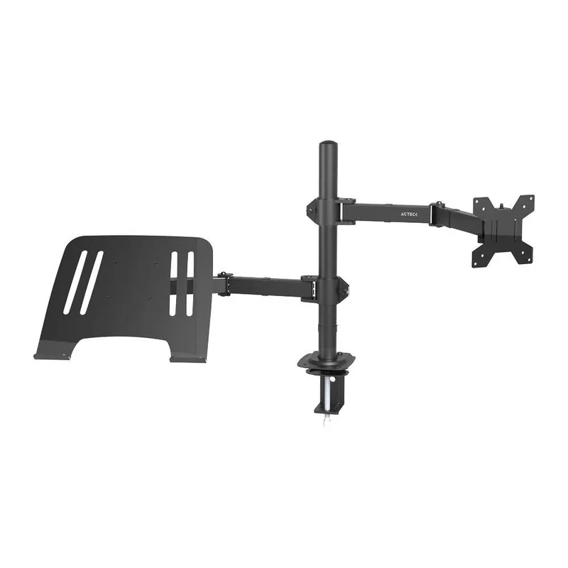 Soporte Doble Para Monitor/Laptop ENFORCE ZONE SM525 ACTECK Soporte Doble Articulado para Monitor/Laptop con Altura Ajustable con C-Clamp 8 kg