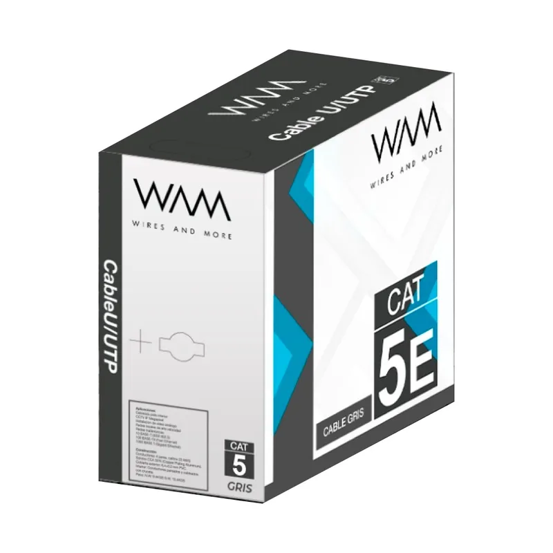 Bobina UTP CAT5e para interior - 4 pares, 24 AWG, bobina de 305 mts, color gris WAM CAT5E-GRIS