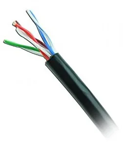 Bobina UTP CAT5e para exterior sin GEL - 4 pares, 24 AWG, bobina de 305 mts, 100 cobre, color negro WAM CAT5e-OUTDOOR-NEGRO