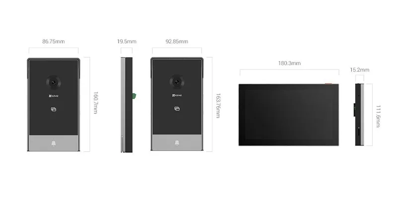 Videoportero EZVIZ HP7 - Negro, H.265 / H.264, 7 pulgadas, 2048 x 1296 pixeles