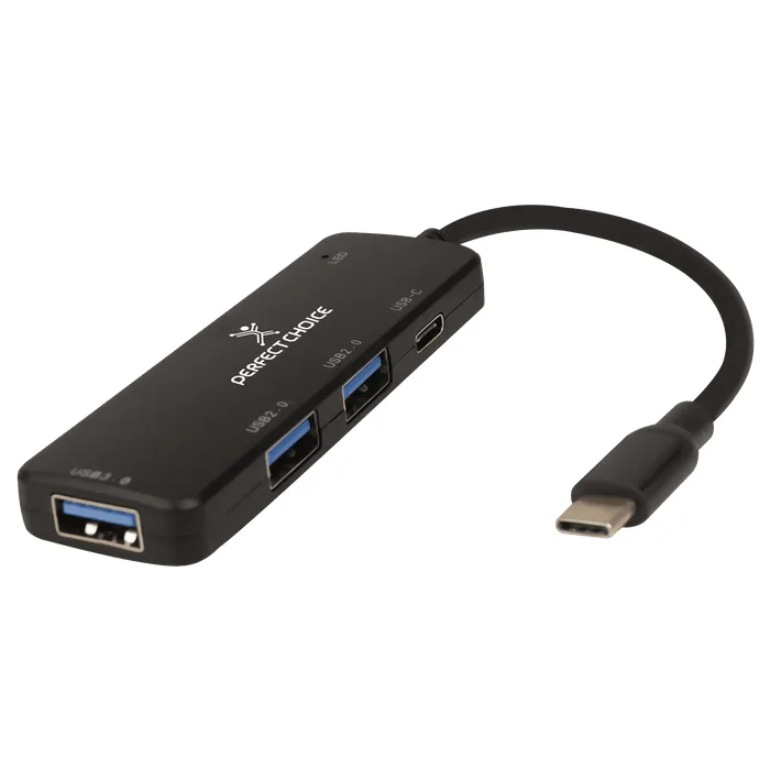 Adaptador Hub USB 2.0 4 Puertos para Laptop y Dispositivos Móviles | PERFECT CHOICE tipo C PC-171652