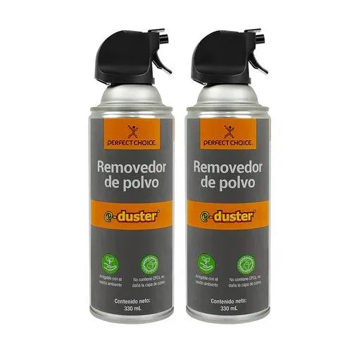 Kit de 2 pack de aire comprimido de 330ml PC-034100 Eliminador de polvo y contaminantes para áreas difíciles de limpiar PERFECT CHOICE