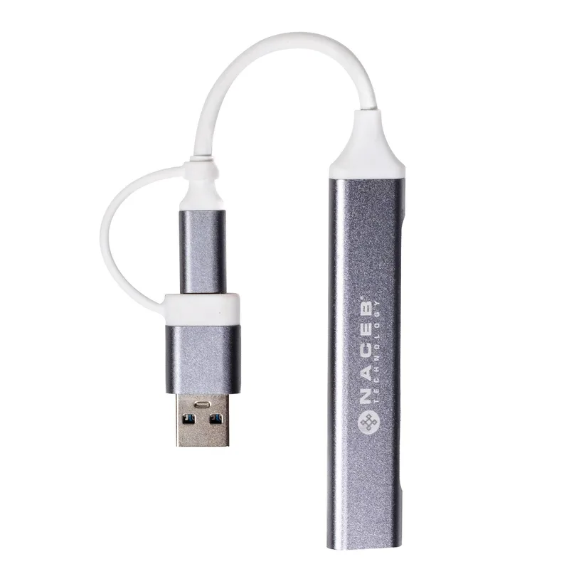 NACEB Hub Usb-C/A A 4 Puertos 1*Usb 3.0 - 3*Usb2.0 NA-0124 Naceb Technology Gris