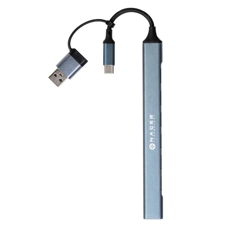 NACEB Hub Usb-C/A A 7 Puertos 1*Usb 3.0 - 6*Usb2.0 NA-0125 Naceb Technology Gris