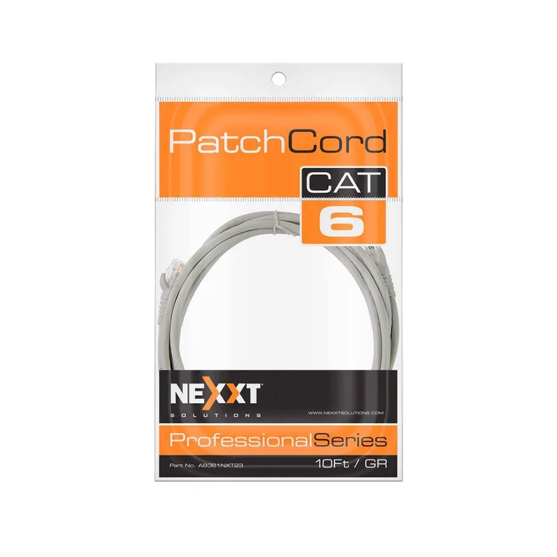 Cable patch cord Cat.6 UTP - multifilar, con revestimiento tipo CM, 3.00M, Gris 24AWG NEXXT AB361NXT23
