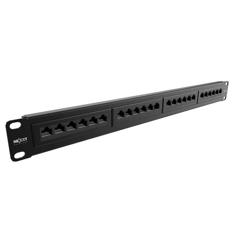 Patch panel para rack Cat.6 Pre-configurado - 24 puertos, sin blindaje, tipo 110 NEXXT Negro AW191NXT06