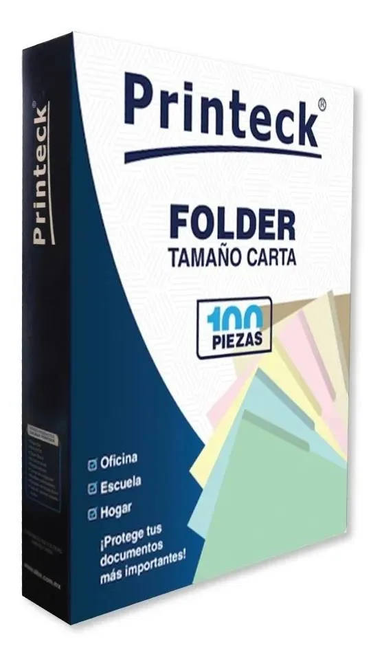 Folder Printeck carta color crema C/100 8-040-1 Dimensiones 29.3 cm de Largo x24 cm de Ancho 4.5 de grosor Capacidad para 50 hojas Nextep