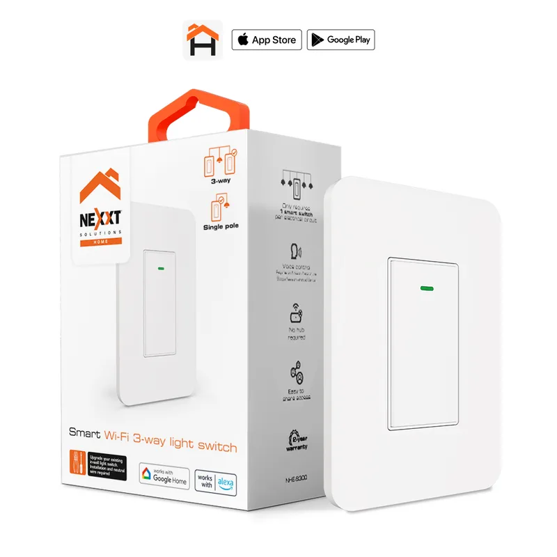Interruptor de 3 vias inteligente con conexión Wi-Fi Nexxt Solutions Home NHE-S300
